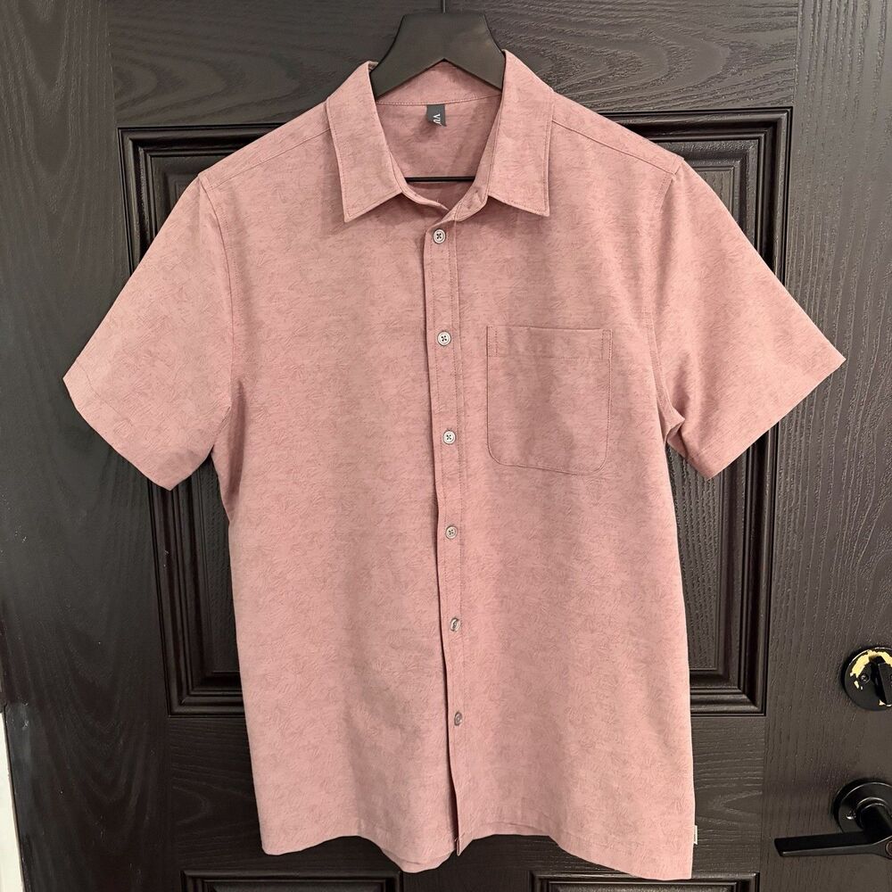 Vuori Short Sleeve Bridge Button Down shirt Size Small in Rose Terracotta